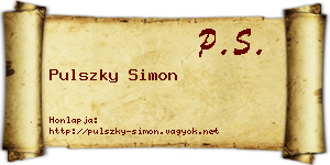 Pulszky Simon névjegykártya